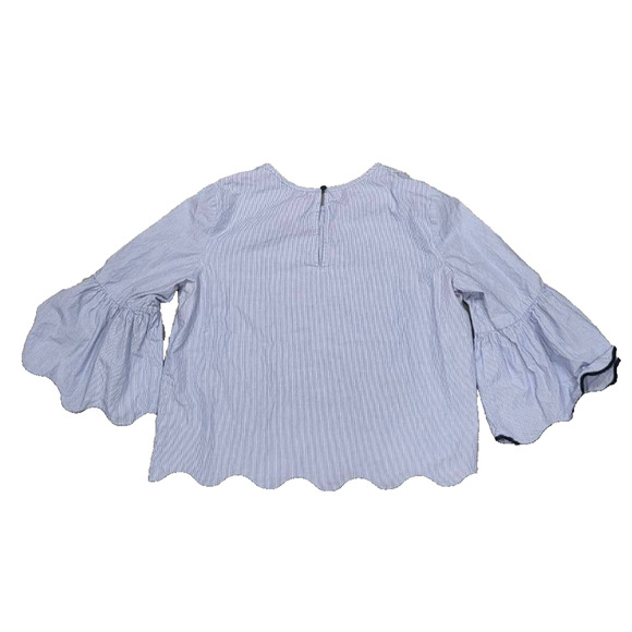 Zara Basic Collection Women's Blue Striped Bell Sleeve Top XL Blue A003794 - Picture 6 of 7